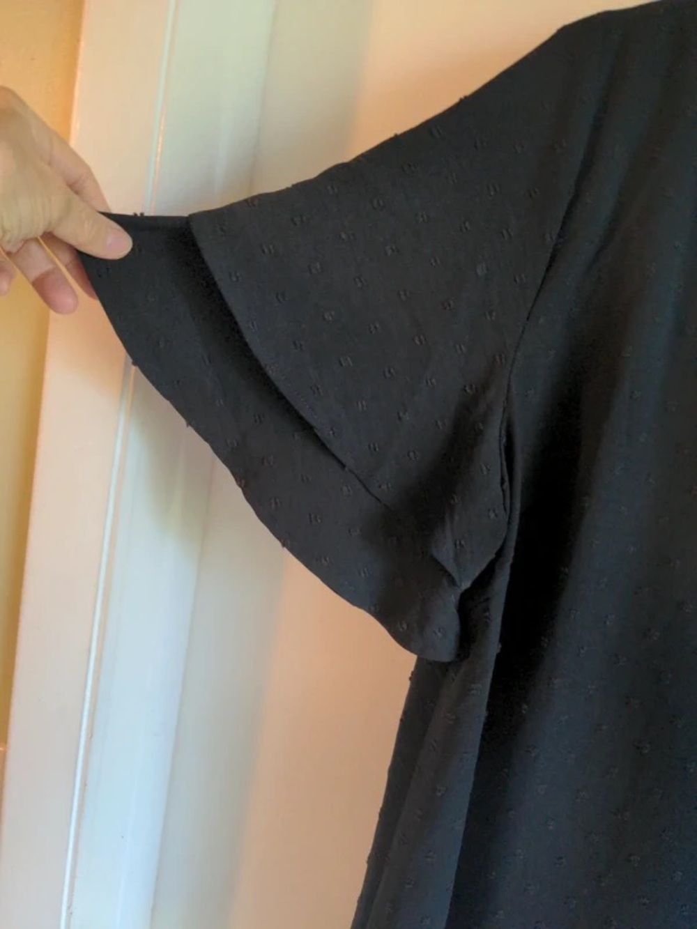 Black V-Neck Flutter Sleeve Women's Top - Picture 3 of 4